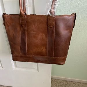 Leather tote made by Baseballism